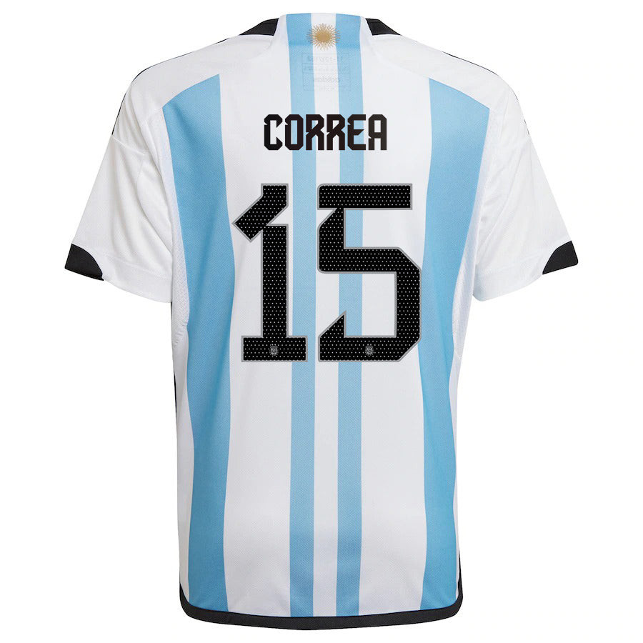 Ángel Correa 15 Argentina National Team Qatar World Cup 2022-23 Patch Home Soccer Jersey,