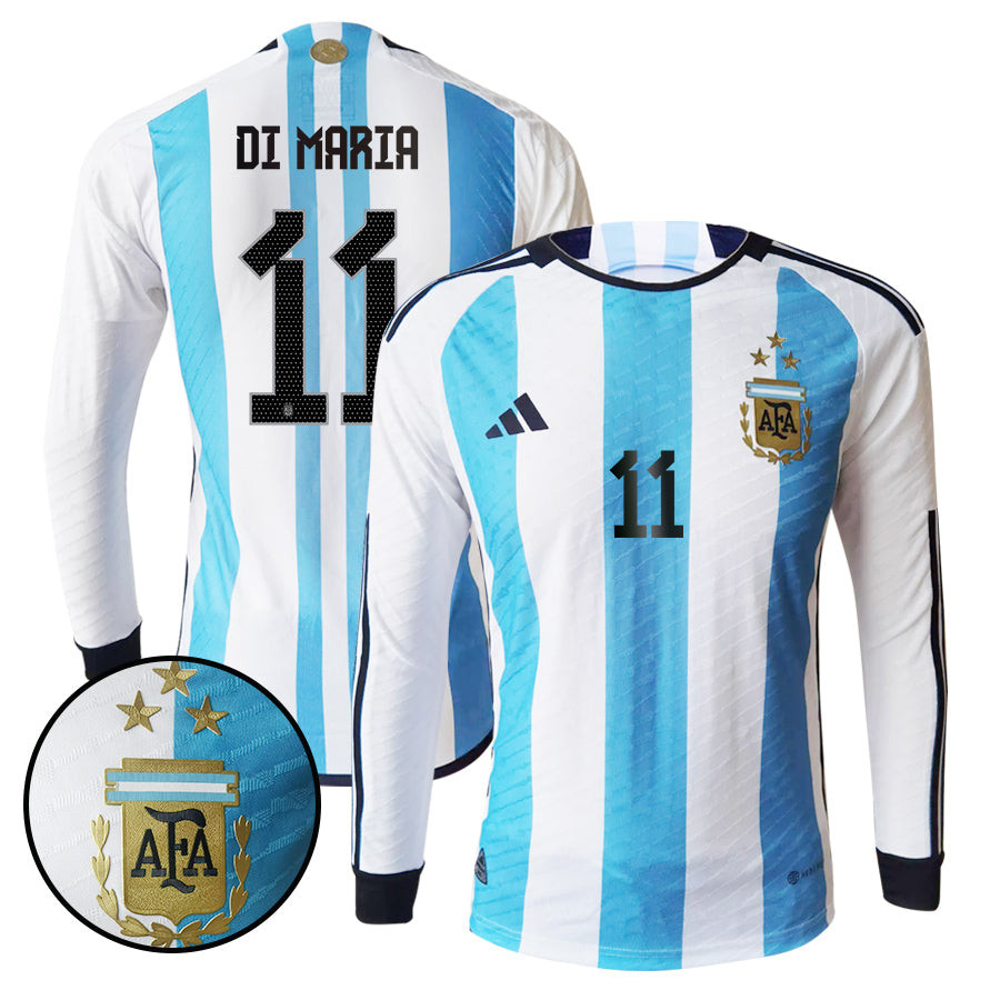 Ángel Di María 11 Argentina 2022-23 Men Home Long Sleeve Soccer Jersey National Team