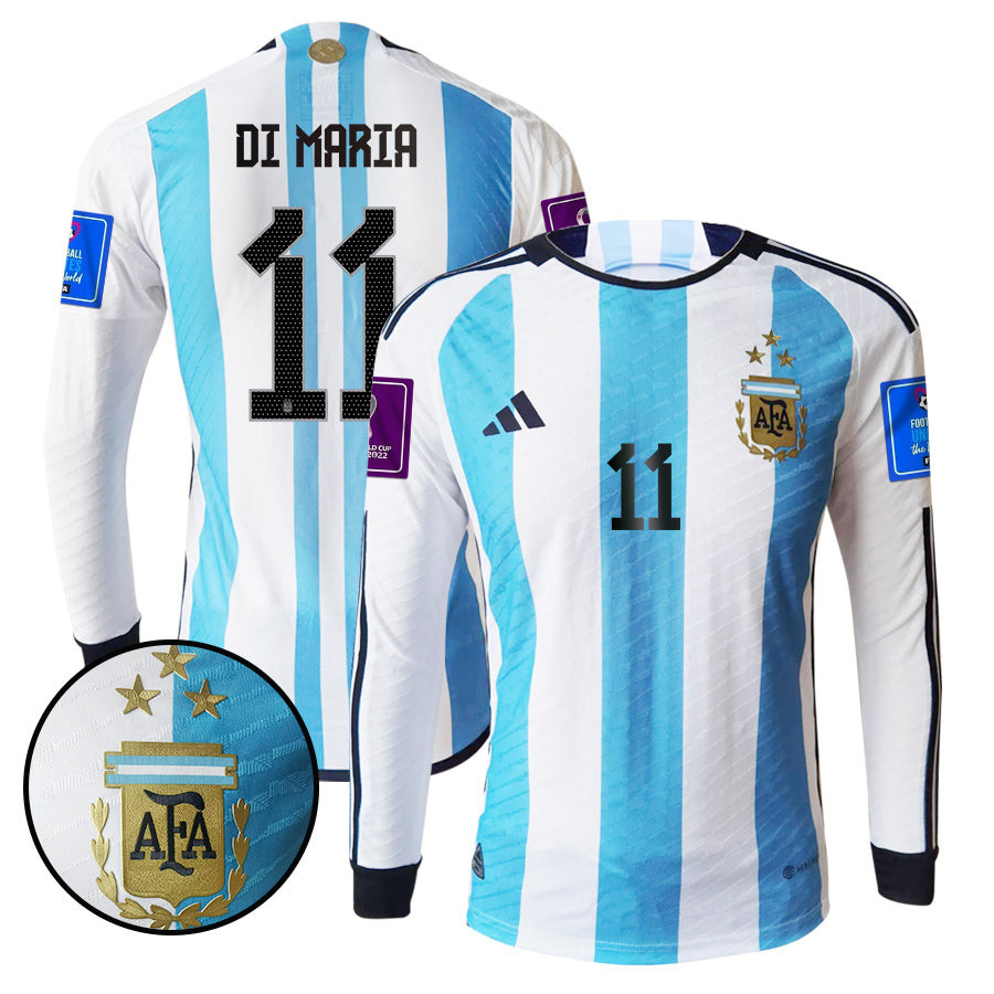 Ángel Di María 11 Argentina 2022-23 Men Home Long Sleeve Soccer Jersey National Team