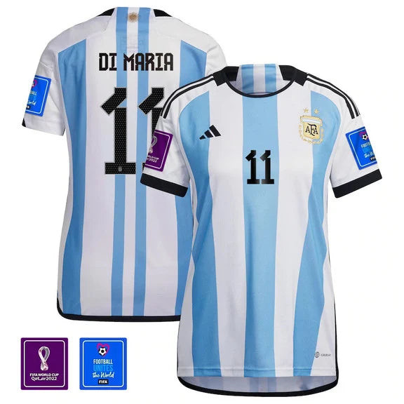 Ángel Di María 11 Argentina 2022-23 Women Home Soccer Jersey National Team World Cup Patch