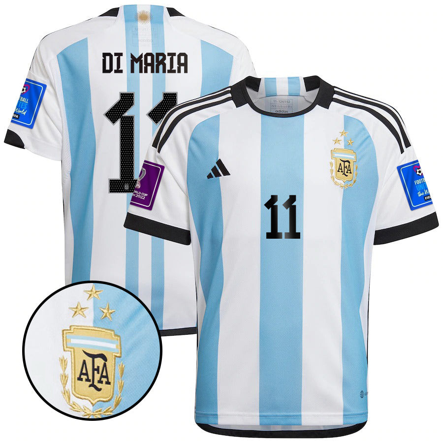 Ángel Di María 11 Argentina Home Soccer Jersey National Team World Cup Patch