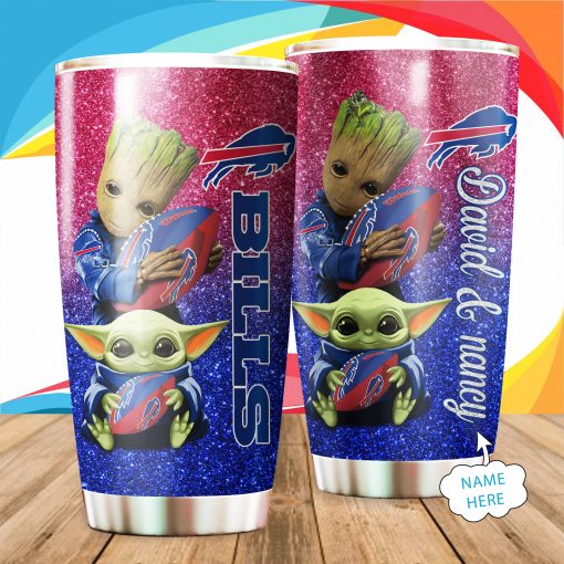 04-Buffalo Bills Personalized Yoda Groot Custom Name-Tumbler Cup 20oz,30oz, Combo 20oz+30oz