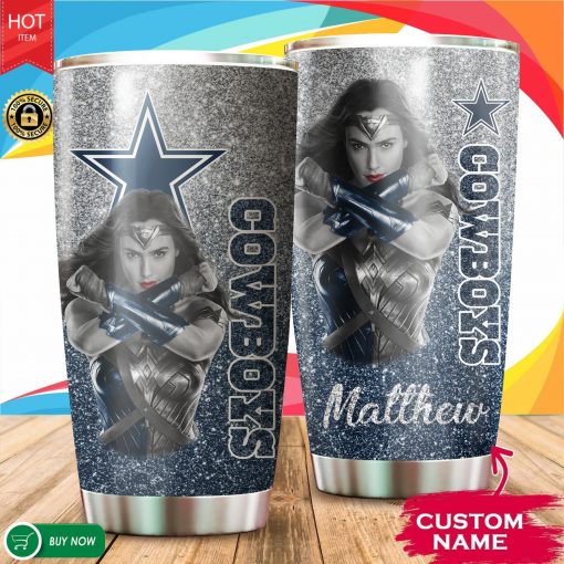 09-Dallas Cowboys Personalized Wonder Woman Custom Name-Tumbler Cup 20oz,30oz, Combo 20oz+30oz