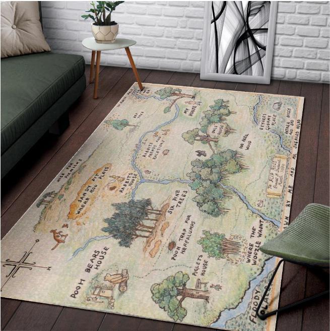 100 Acre Wood Map Winnie The Pooh Jungle Limited Edition Rectangle Rug