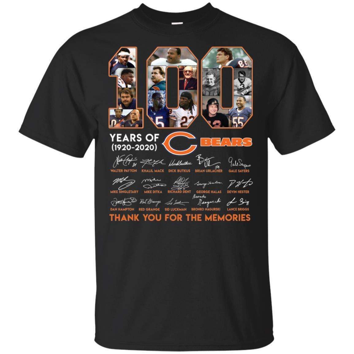 100th Anniversary Of Chicago Bears Football Signatures T-Shirt VA06