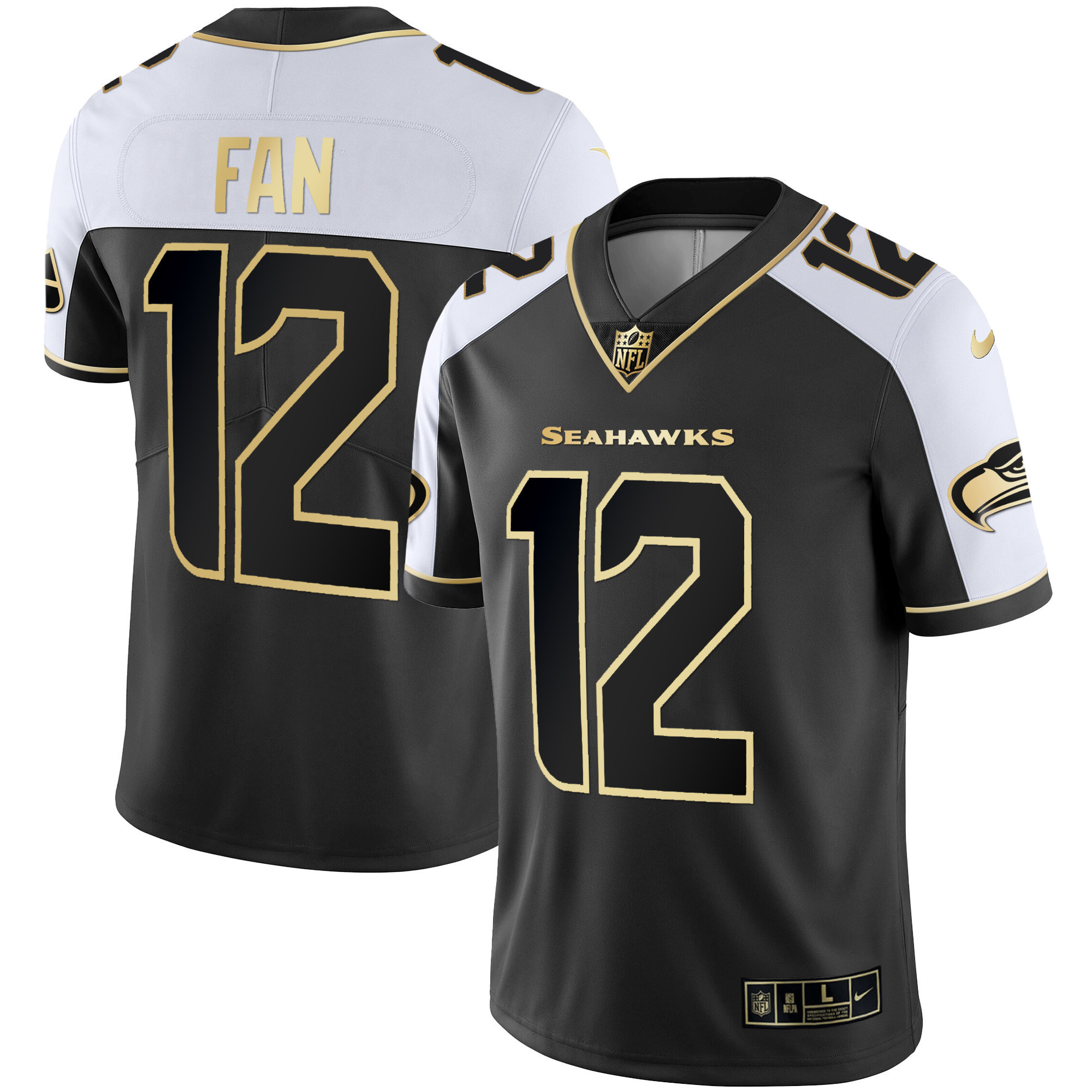 12th Fan Men's Seattle Seahawks Gold Player Alternate Jersey - All Stitched 