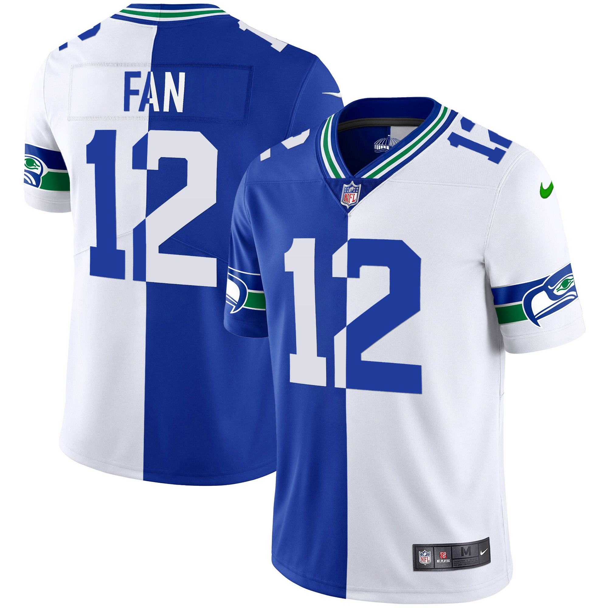 12th Fan Men's Seattle Seahawks Throwback & Gold Split Jersey - All Stitched 