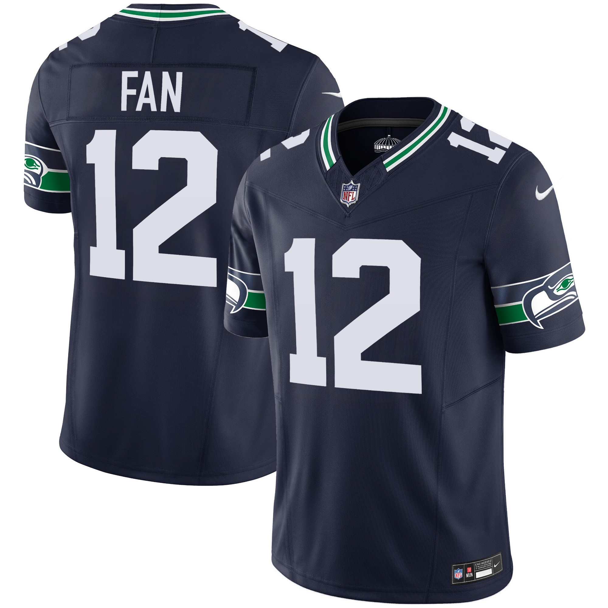 12th Fan Men's Seattle Seahawks Throwback & Gold Vapor Limited Navy Jersey - All Stitched 
