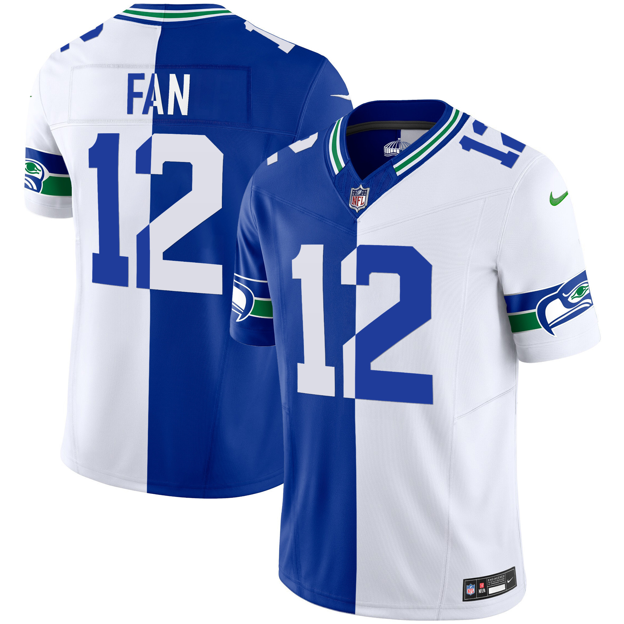 12th Fan Men's Seattle Seahawks Throwback & Gold Vapor Limited Split Jersey - All Stitched 