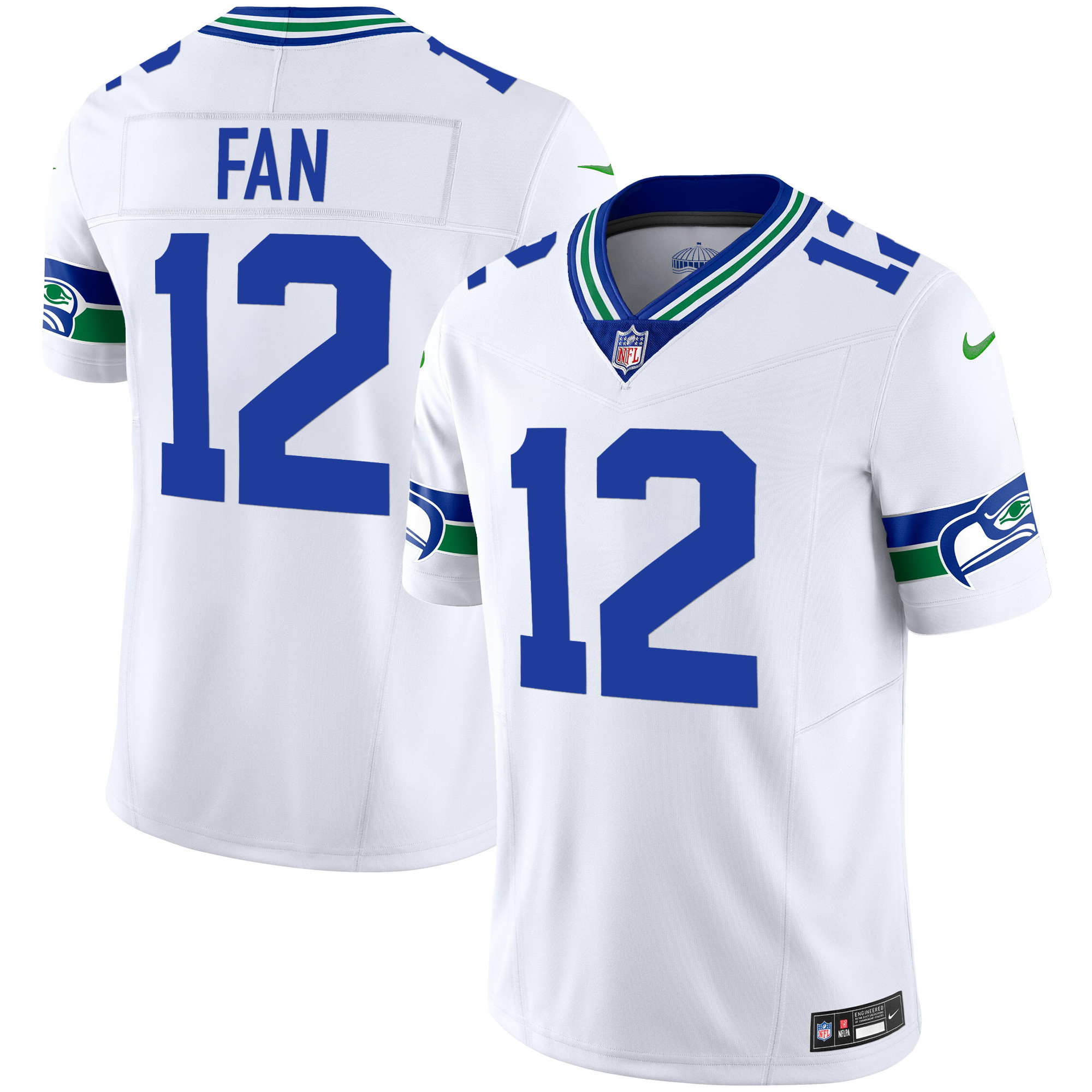 12th Fan Men's Seattle Seahawks Throwback & Gold Vapor Limited White Jersey - All Stitched 