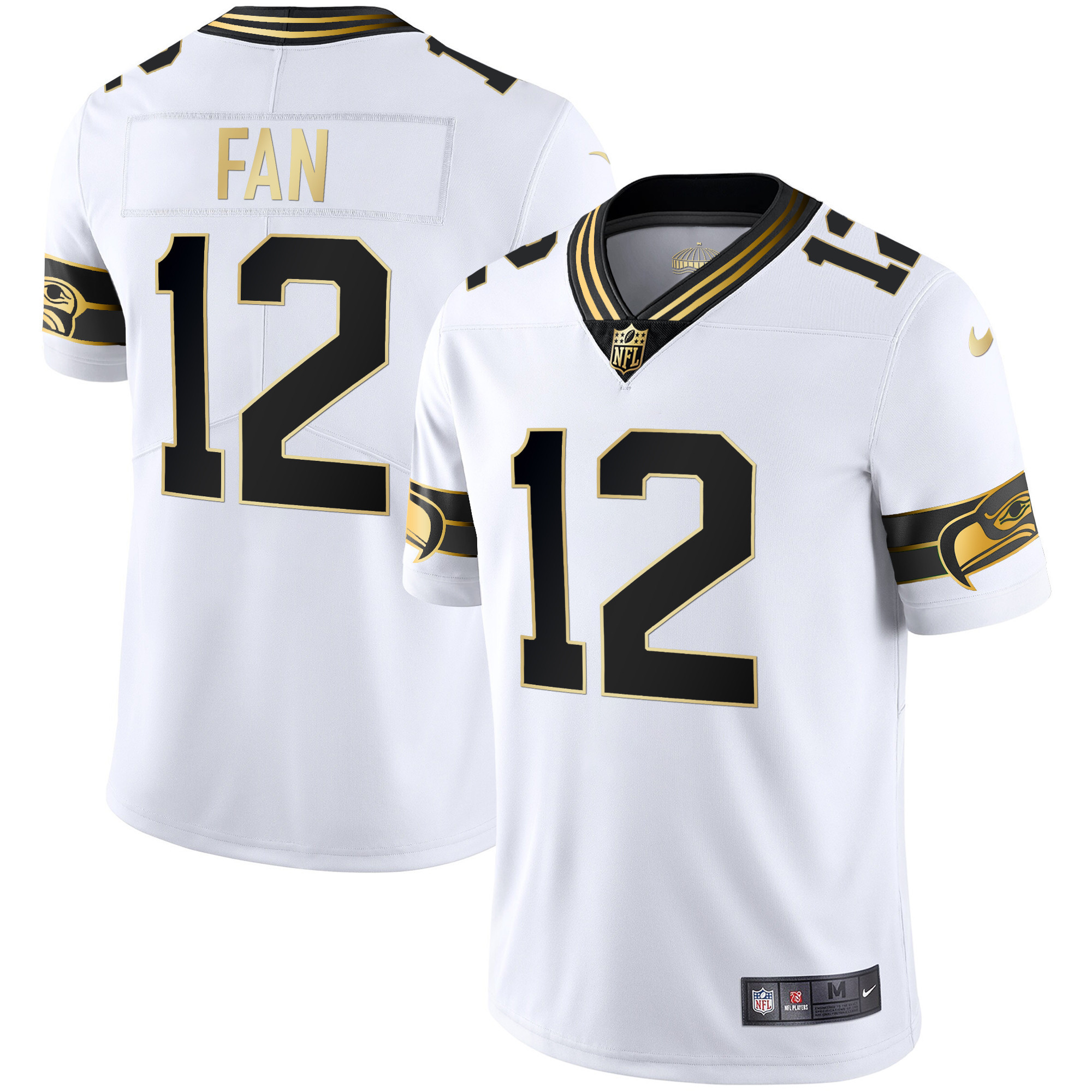 12th Fan Men's Seattle Seahawks Throwback & Gold White Gold Jersey - All Stitched 