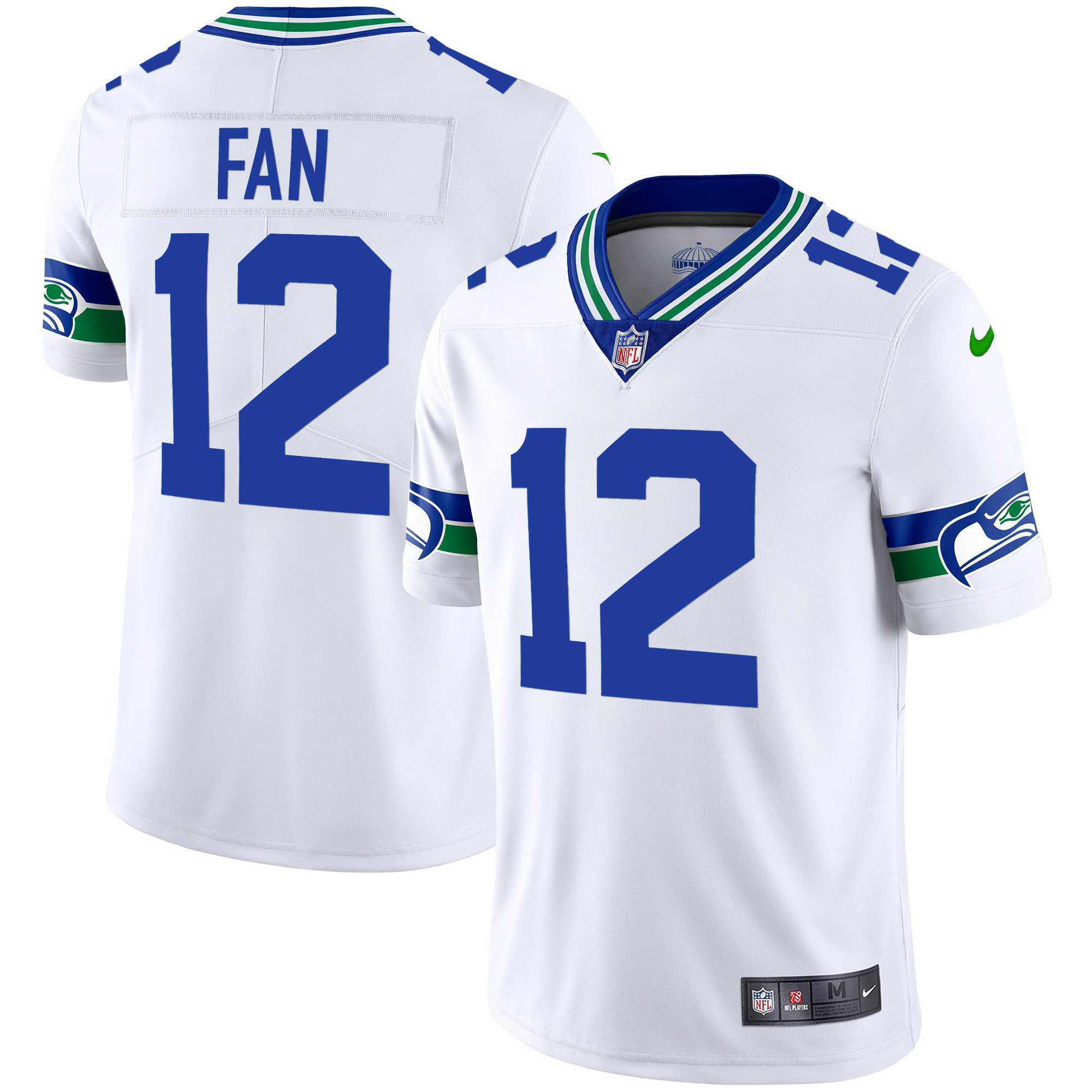 12th Fan Men's Seattle Seahawks Throwback & Gold White Jersey - All Stitched 