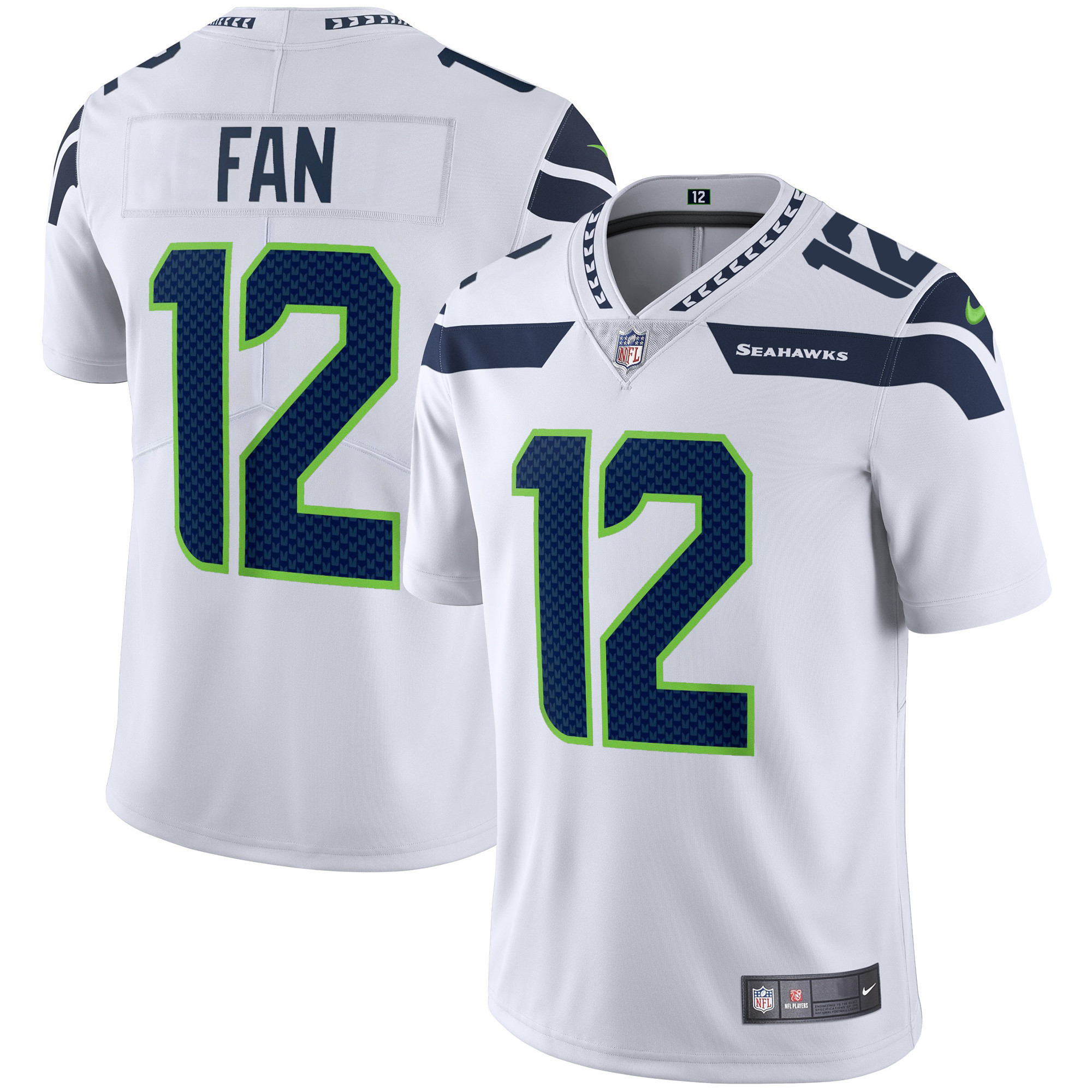 12th Fan Men's Seattle Seahawks Vapor White Jersey - All Stitched 