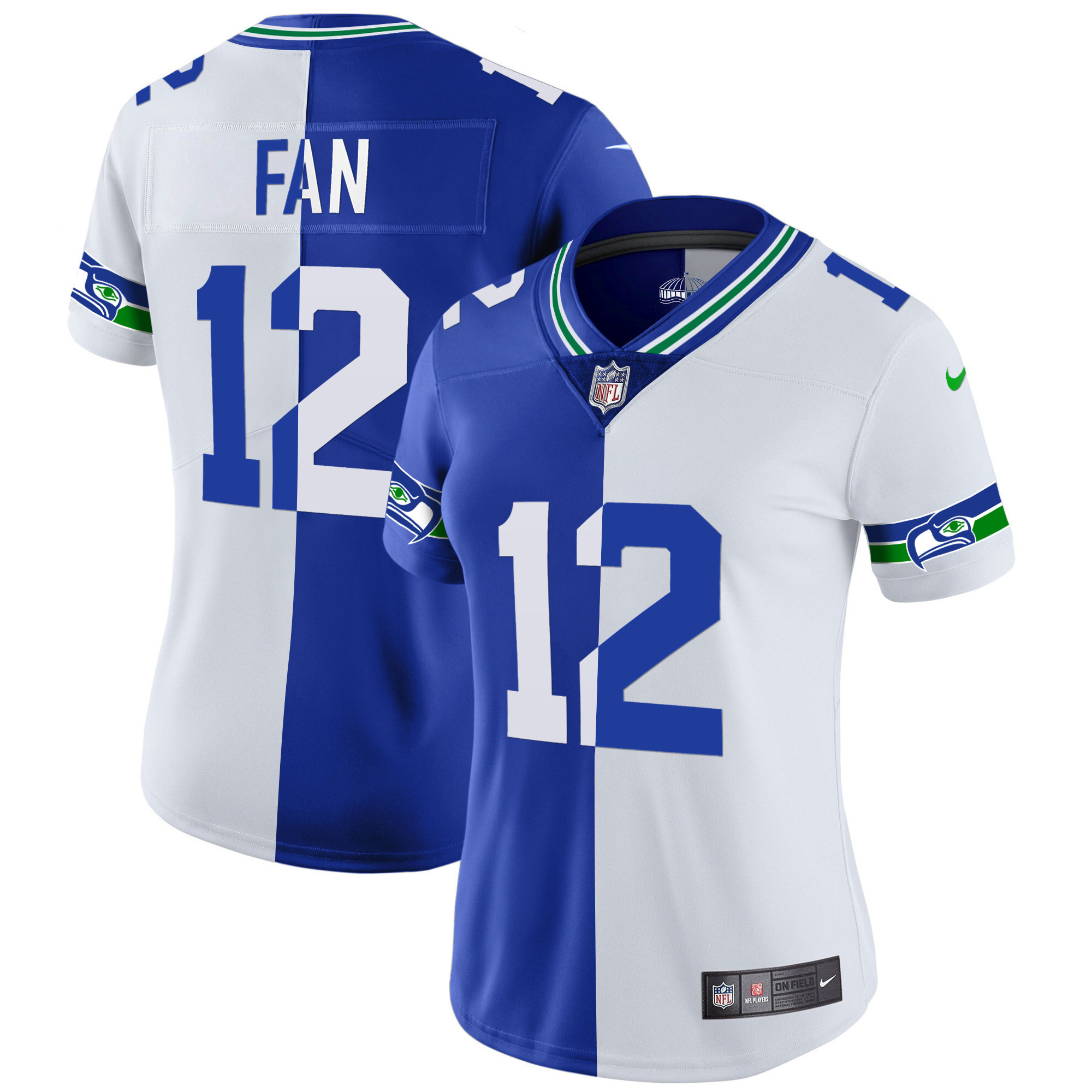12th Fan Women's Seattle Seahawks Throwback & Gold Split Jersey - All Stitched 