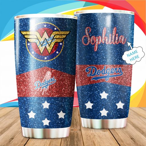 14-Los Angeles Dodgers Personalized Custom Name- Wonder Woman Tumbler Cup 20oz,30oz, Combo 20oz+30oz