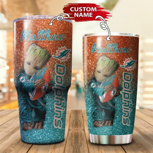 17-Miami Dolphins Personalized Custom Name-Tumbler Cup 20oz,30oz, Combo 20oz+30oz