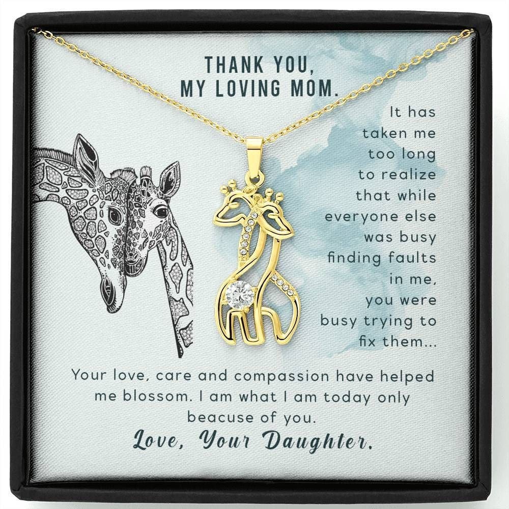 18K Gold Giraffe Couple Necklace Gift For Mom Your Love Have Helped Me Blossom