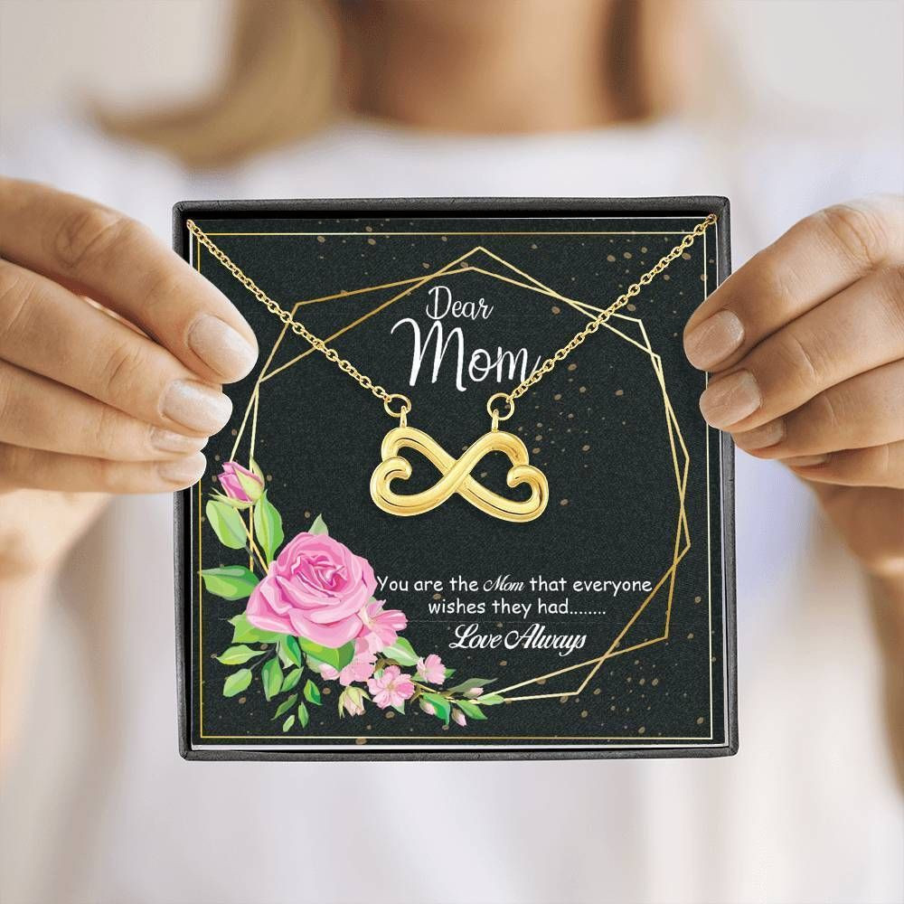 18K Gold Infinity Heart Necklace For Mom Roses and Gold Design