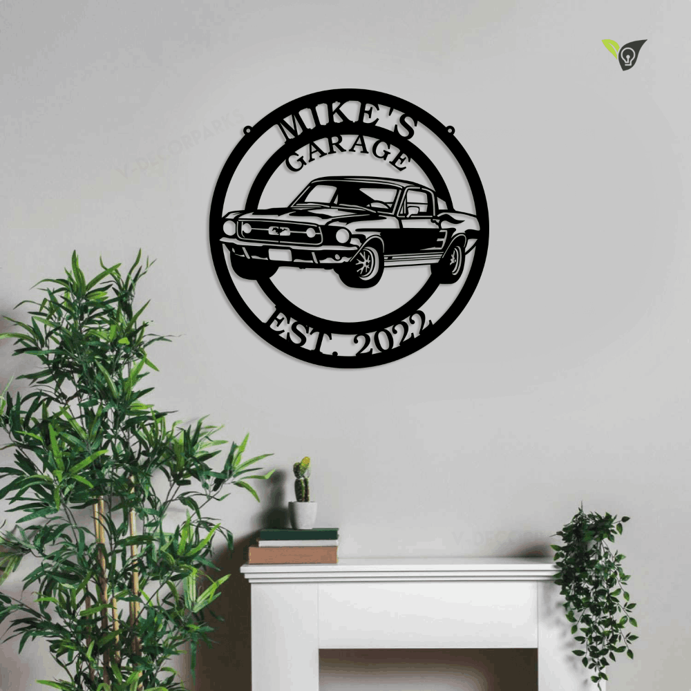 1967 Mustang Sports Car Sign, Metal Wall Art With Led Lights, Metal Wall Art, Metal House Sign