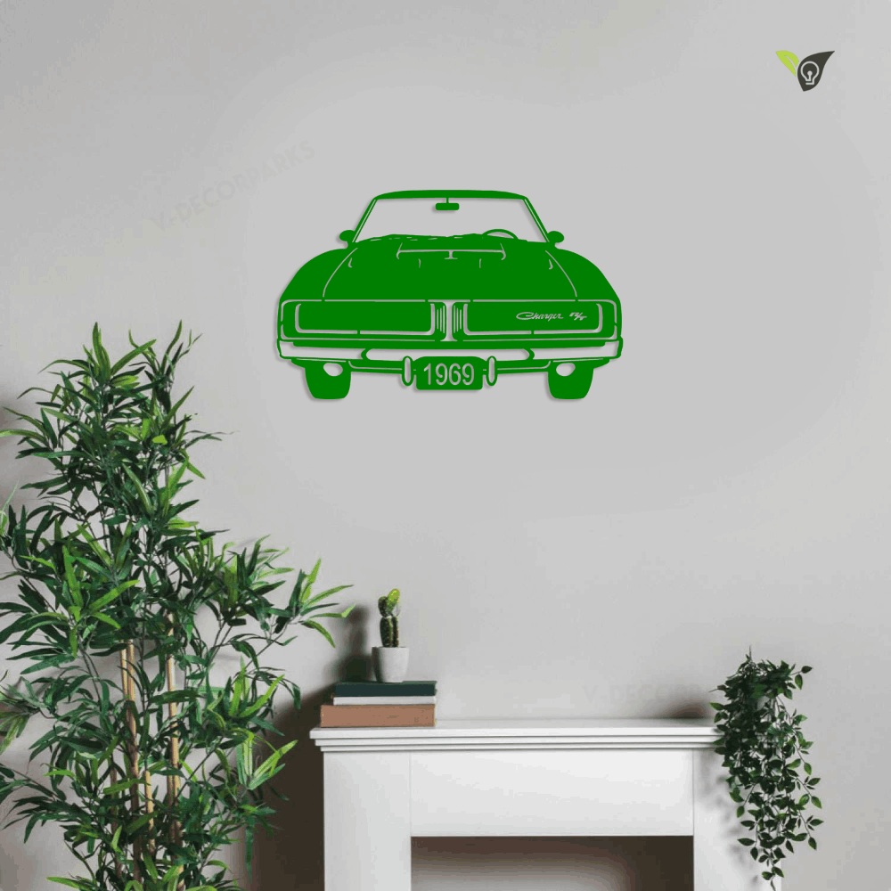 1969 Dodge Charger Rt Wall Art Metal Wall Art With Led Lights, Metal Sign Wall Decor