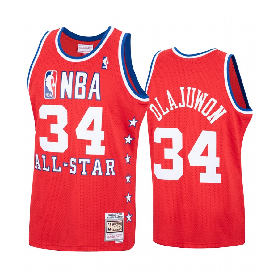1988 All-Star Western Conference Hakeem Olajuwon Houston Rockets #34 Hardwood Classics Jersey – Red