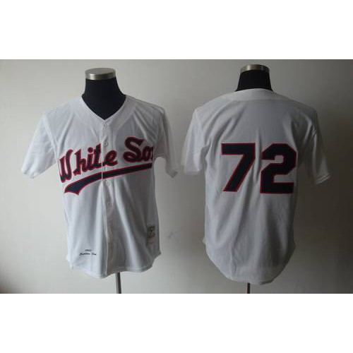 1990 Mitchell and Ness Chicago White Sox #72 Carlton Fisk White Throwback Stitched MLB Jersey Men’s