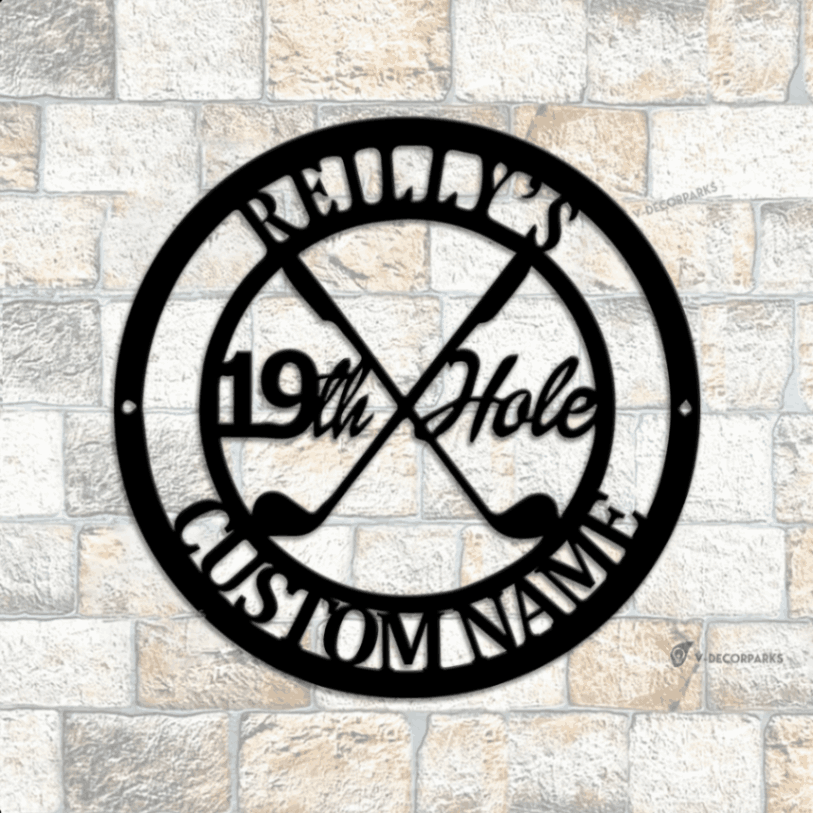 19th Hole Sign With Led Lights, Personalized Golf Sign, Golf Gifts For Men, Golf Wall Art,9th Hole Bar Sign,9th Hole Metal Sign