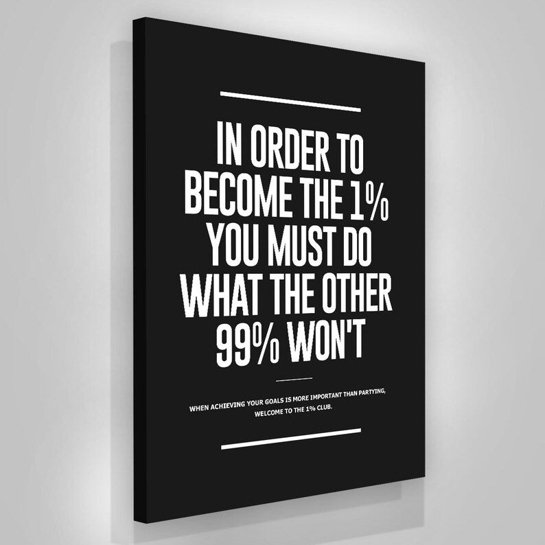 1% Entrepreneur Definition Wall Art Office Decor Canvas Print Motivation Quote In Order To Become The 1 You Must Do What The Other 99 Won’t
