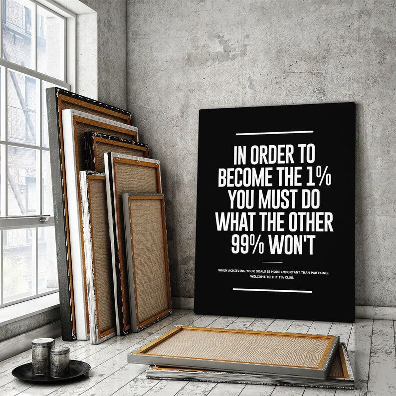 1% Entrepreneur Definition Wall Art Office Decor Canvas Print Motivation Quote In Order To Become The 1 You Must Do What The Other 99 Won’t