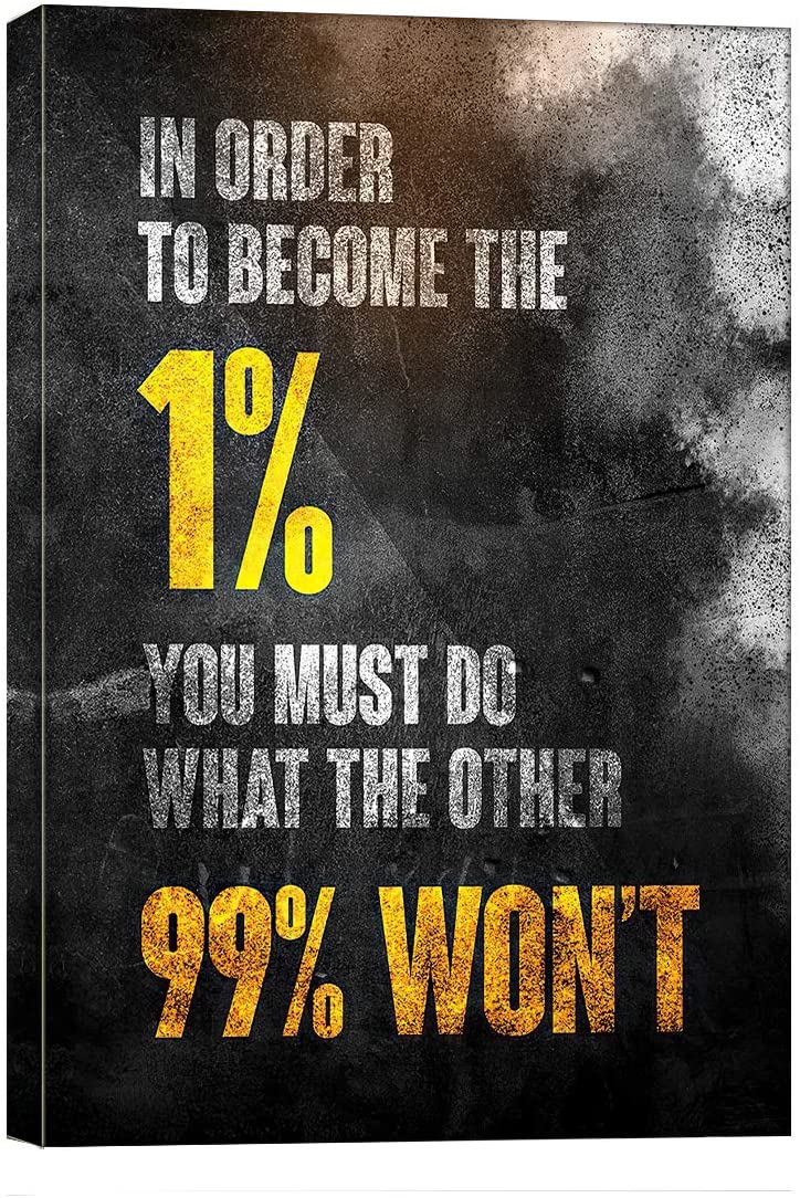 1% Entrepreneur Motivational Canvas Wall Art -Inspirational Office Wall Art Quotes – Canvas Artwork for Home Office Bathroom Bedroom