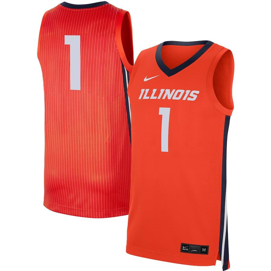 1 Illinois Fighting Illini Stitched Jersey – Orange