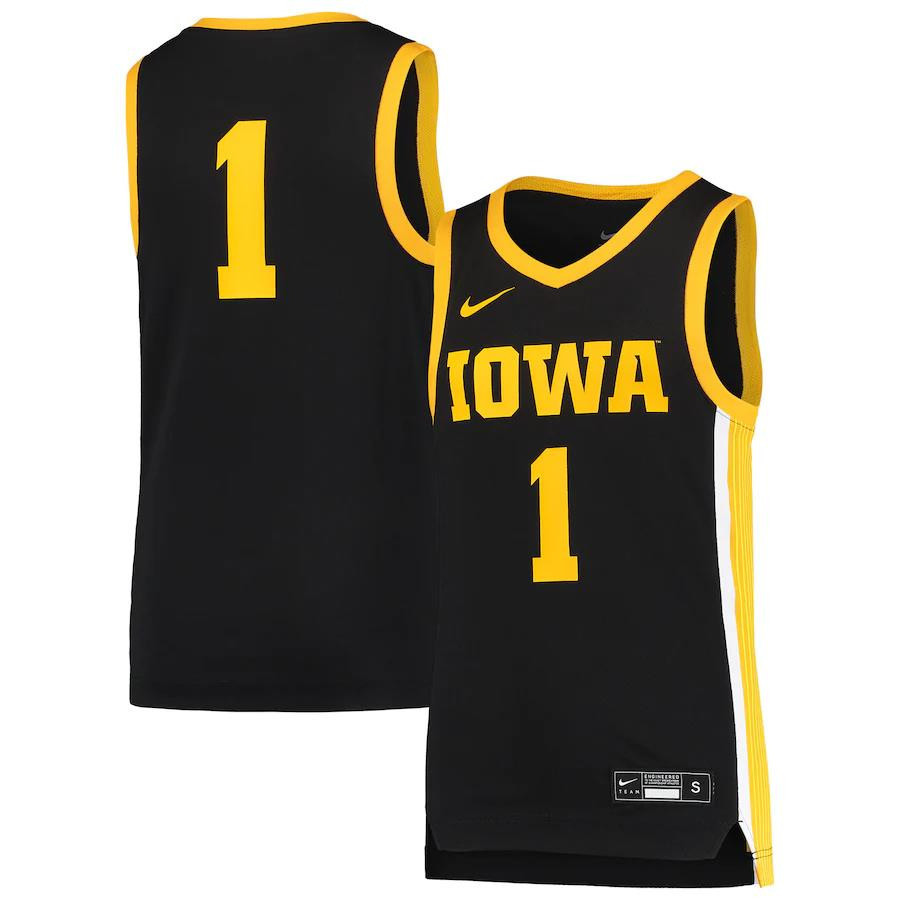 1 Iowa Hawkeyes Youth Team Basketball Stitched Jersey – Black