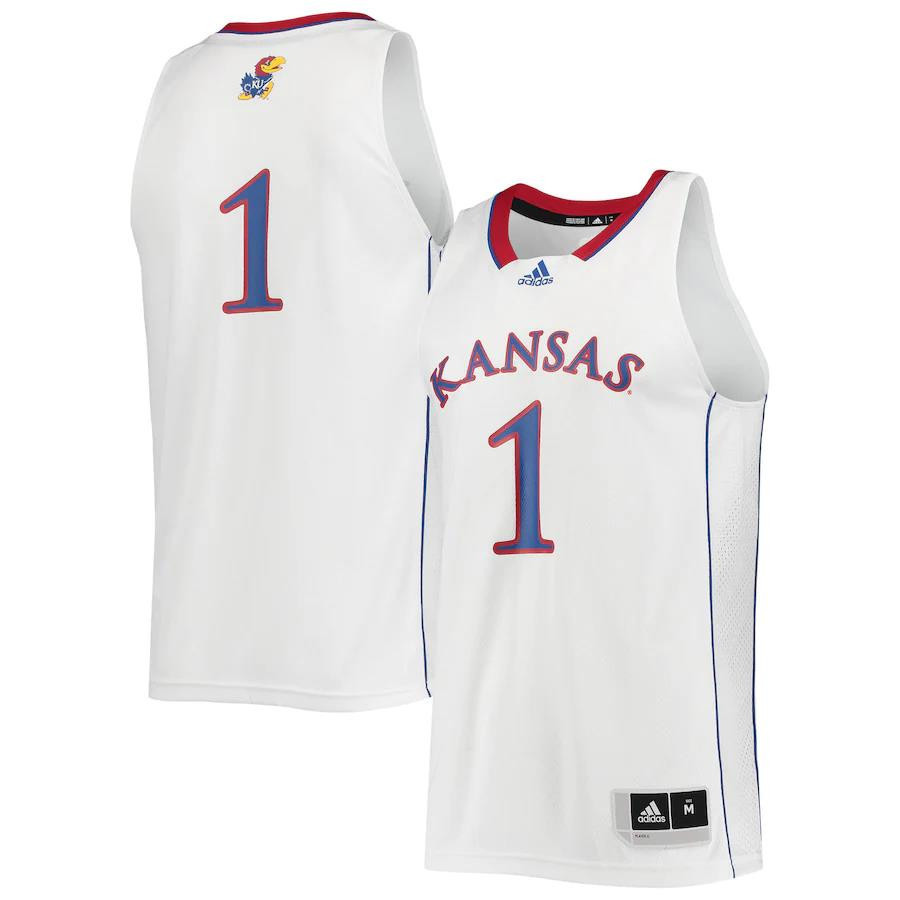 1 Kansas Jayhawks Swingman Basketball Stitched Jersey – White