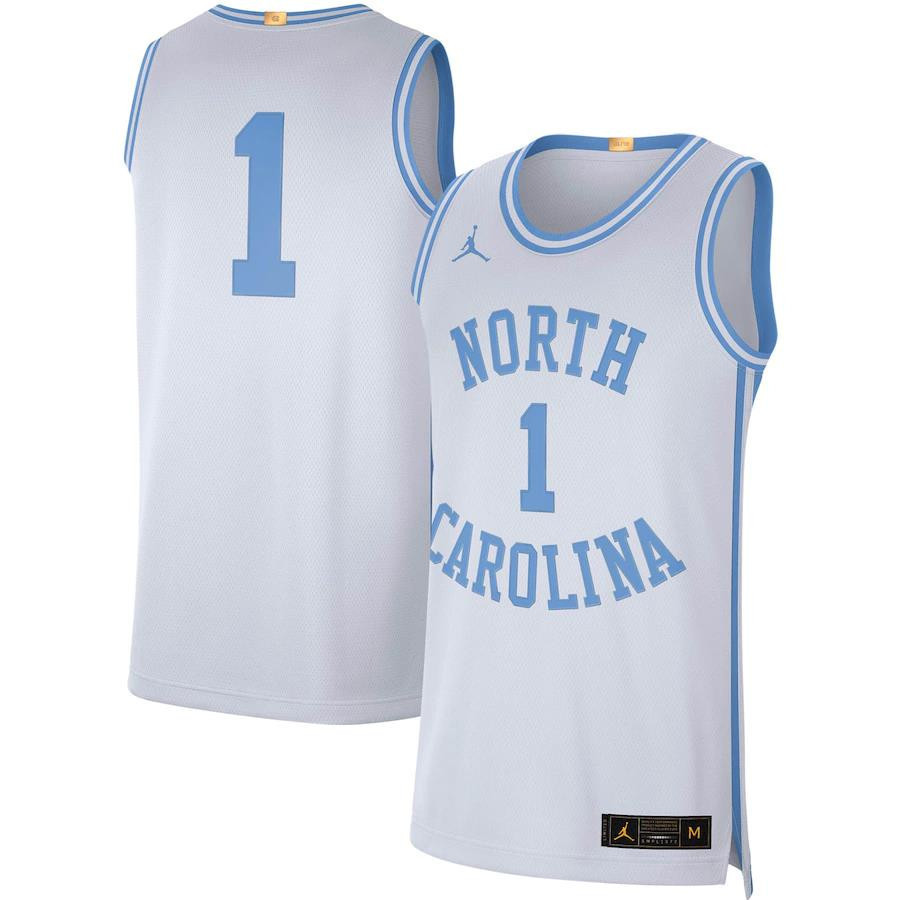 1 North Carolina Tar Heels Jordan Brand Retro Limited Stitched Jersey – White