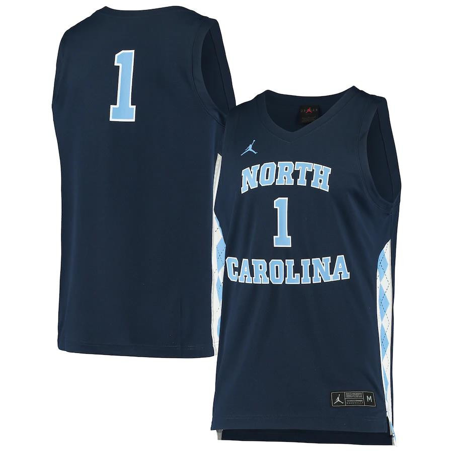1 North Carolina Tar Heels Jordan Brand Unisex Basketball Stitched Jersey – Navy