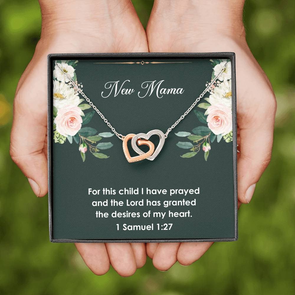 1 Samuel 1:27, For this child I have prayed, Mom to Be Gifts, Interlocking Heart Necklace For Expecting Mom, Pregnancy Gift For New Mother