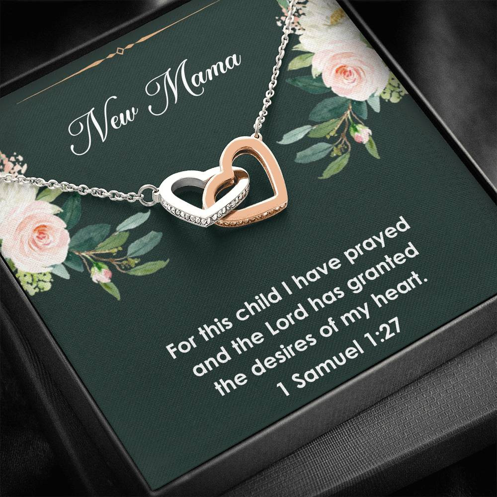 1 Samuel 1:27, For this child I have prayed, Mom to Be Gifts, Interlocking Heart Necklace For Expecting Mom, Pregnancy Gift For New Mother
