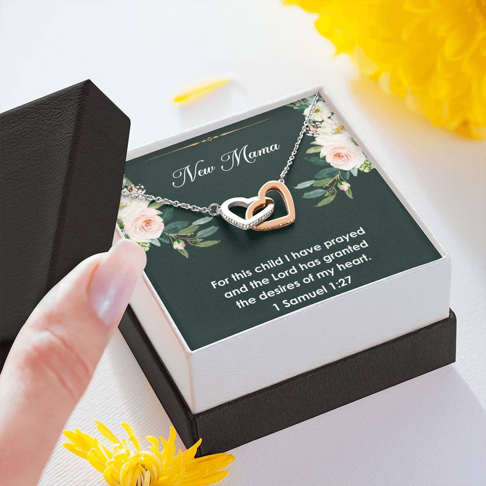 1 Samuel 1:27, For this child I have prayed, Mom to Be Gifts, Interlocking Heart Necklace For Expecting Mom, Pregnancy Gift For New Mother