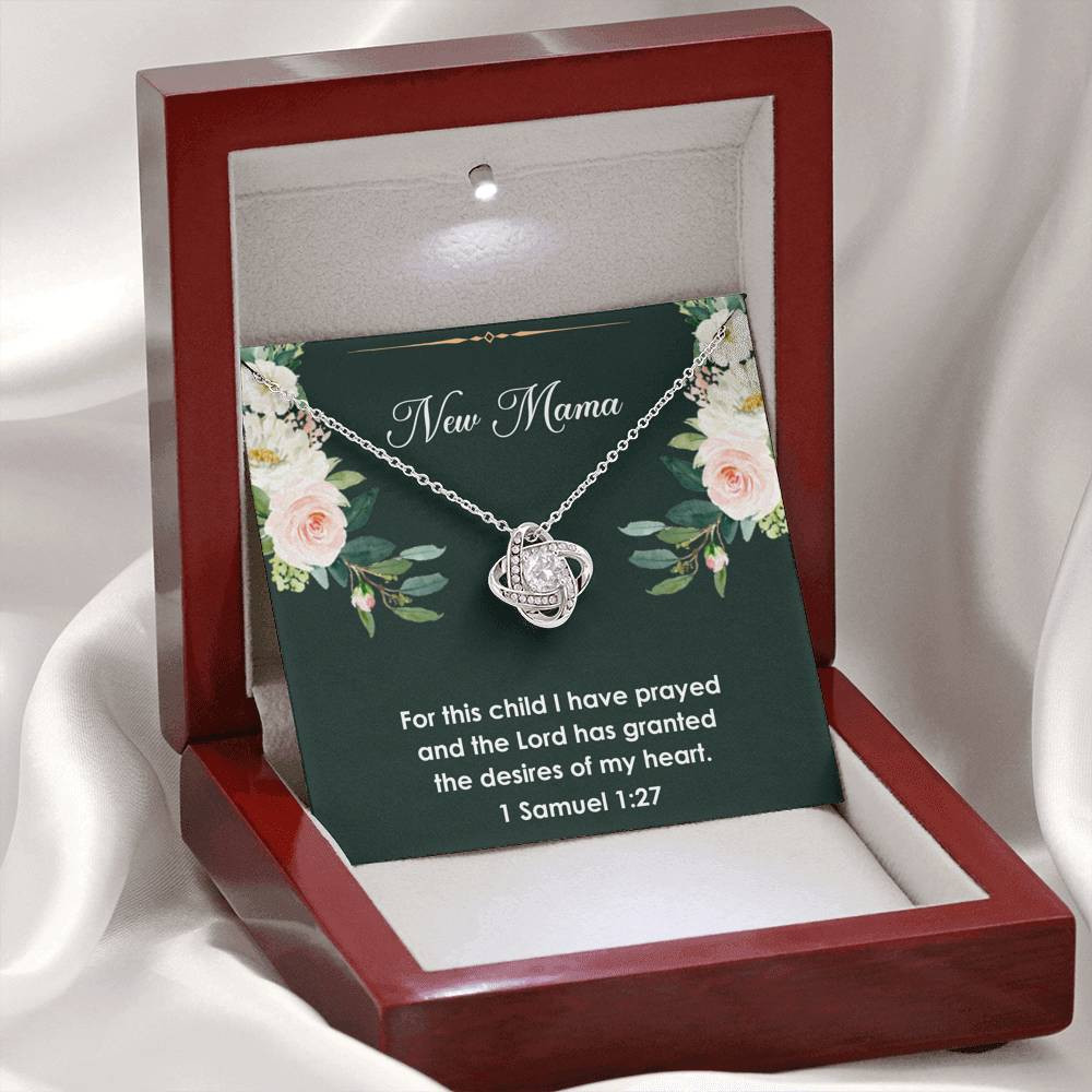 1 Samuel 1:27, For this child I have prayed, Mom to Be Gifts, Love Knot Necklace For Expecting Mom, Pregnancy Gift For New Mother