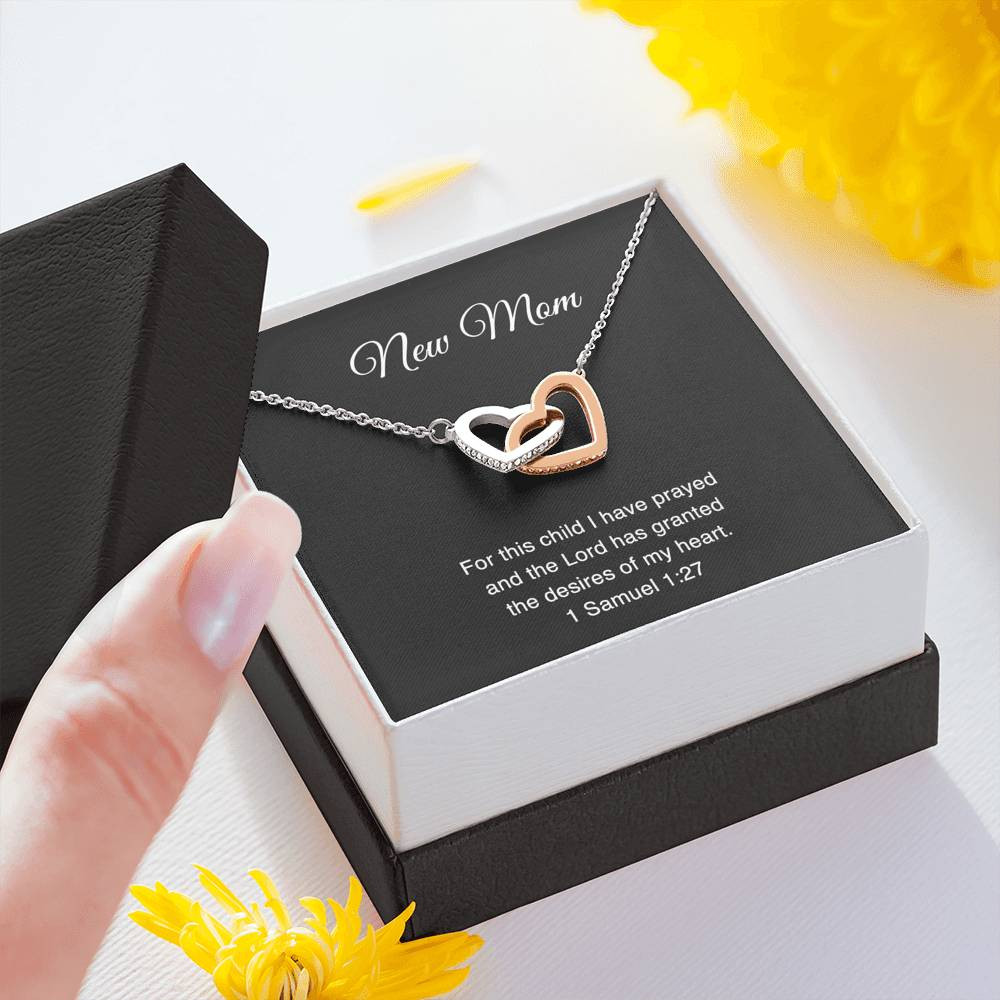 1 Samuel 1:27, New Mom For this child I have prayed, Mom to Be Gifts, Interlocking Heart Necklace For Expecting Mom, Pregnancy Gift For New Mother