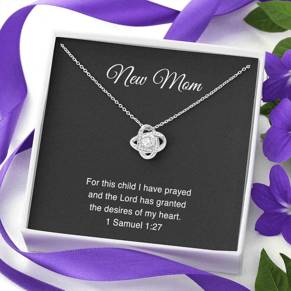 1 Samuel 1:27, New Mom For this child I have prayed, Mom to Be Gifts, Love Knot Necklace For Expecting Mom, Pregnancy Gift For New Mother