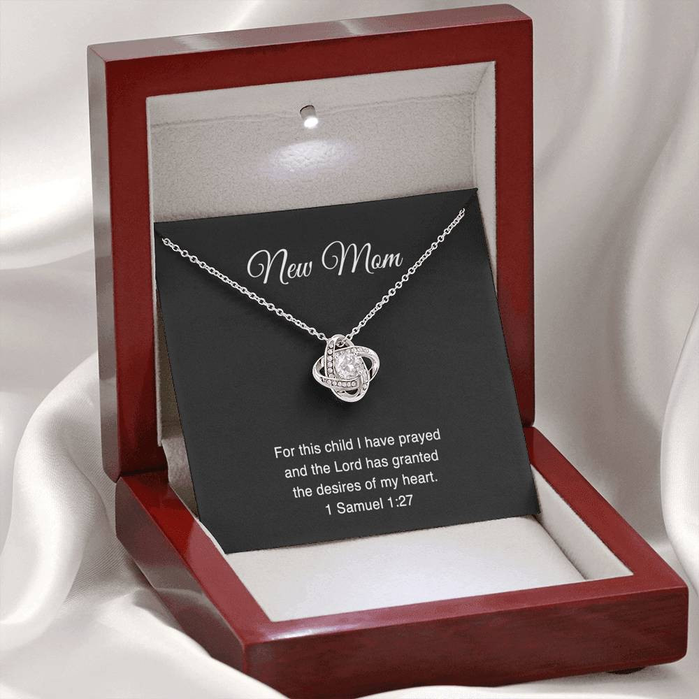 1 Samuel 1:27, New Mom For this child I have prayed, Mom to Be Gifts, Love Knot Necklace For Expecting Mom, Pregnancy Gift For New Mother