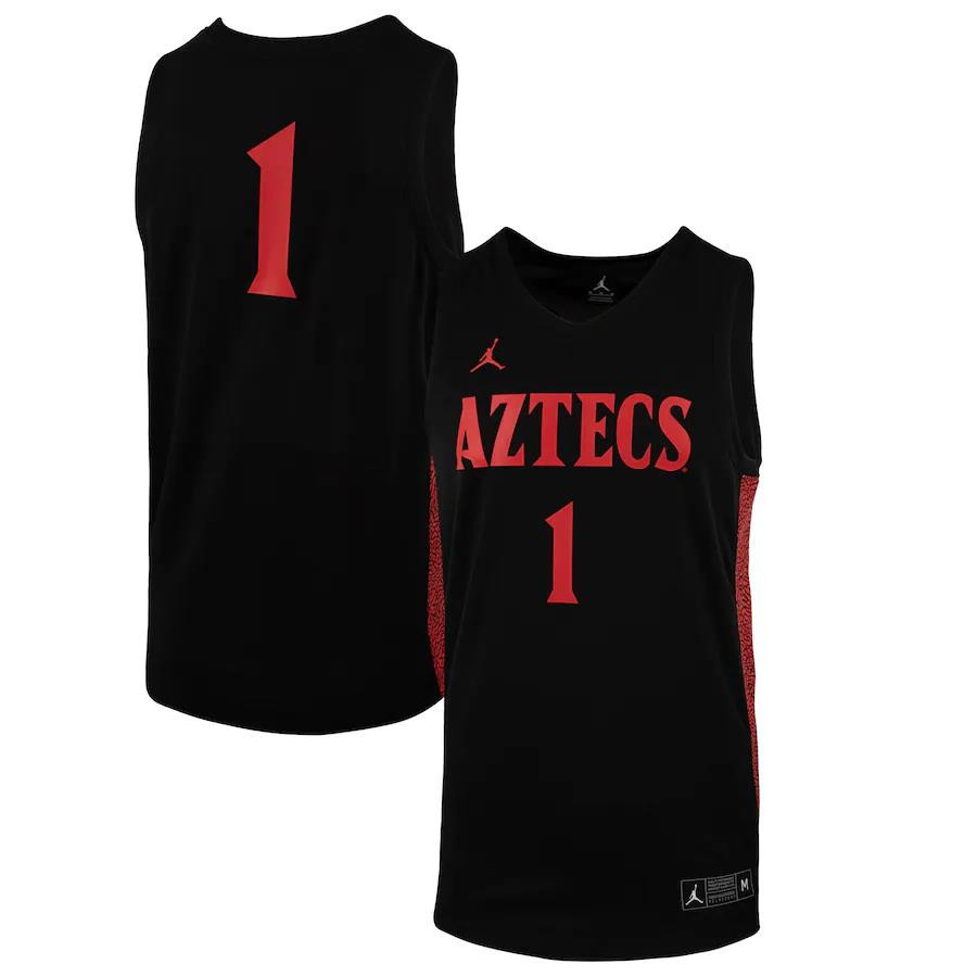 1 San Diego State Aztecs Jordan Brand Team Basketball Stitched Jersey – Black