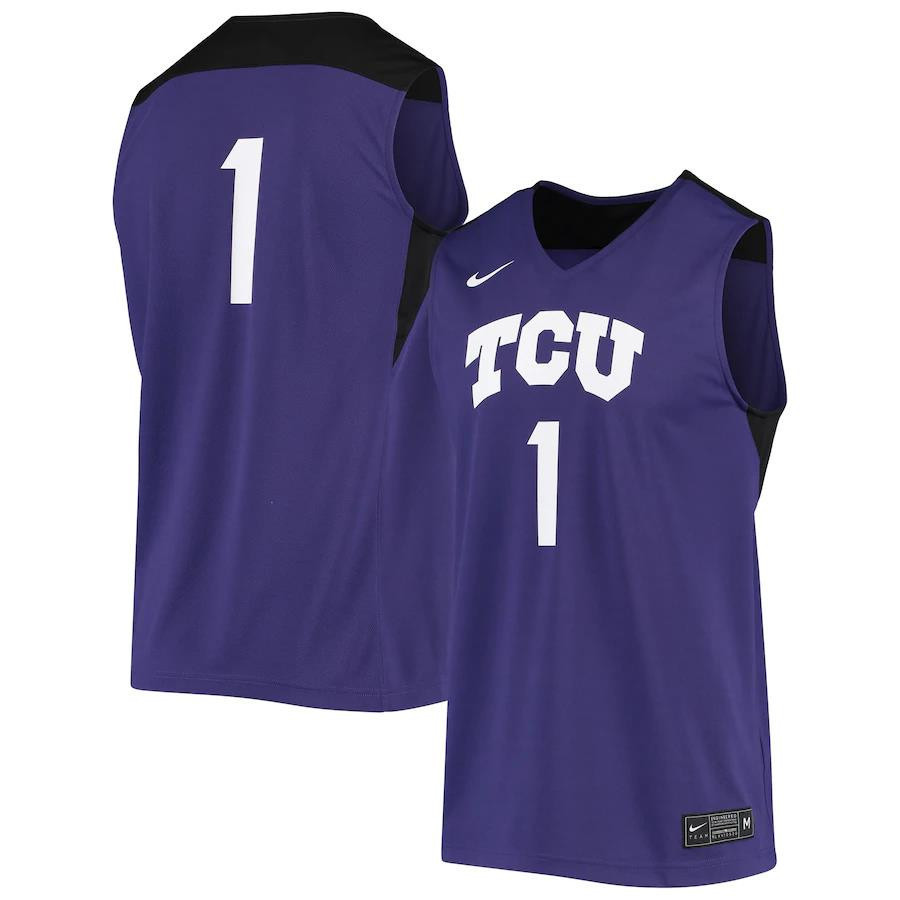 1 TCU Horned Frogs Basketball Stitched Jersey – Purple