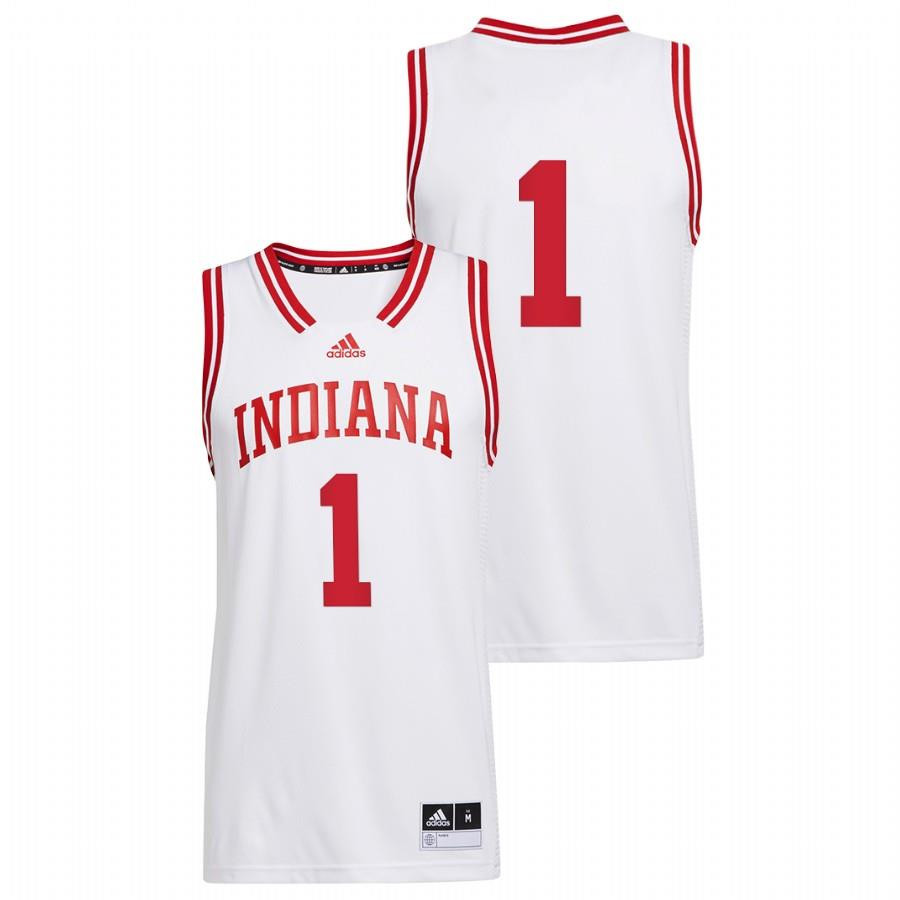 1 White Indiana Hoosiers College Basketball Reverse Retro Stitched Jersey