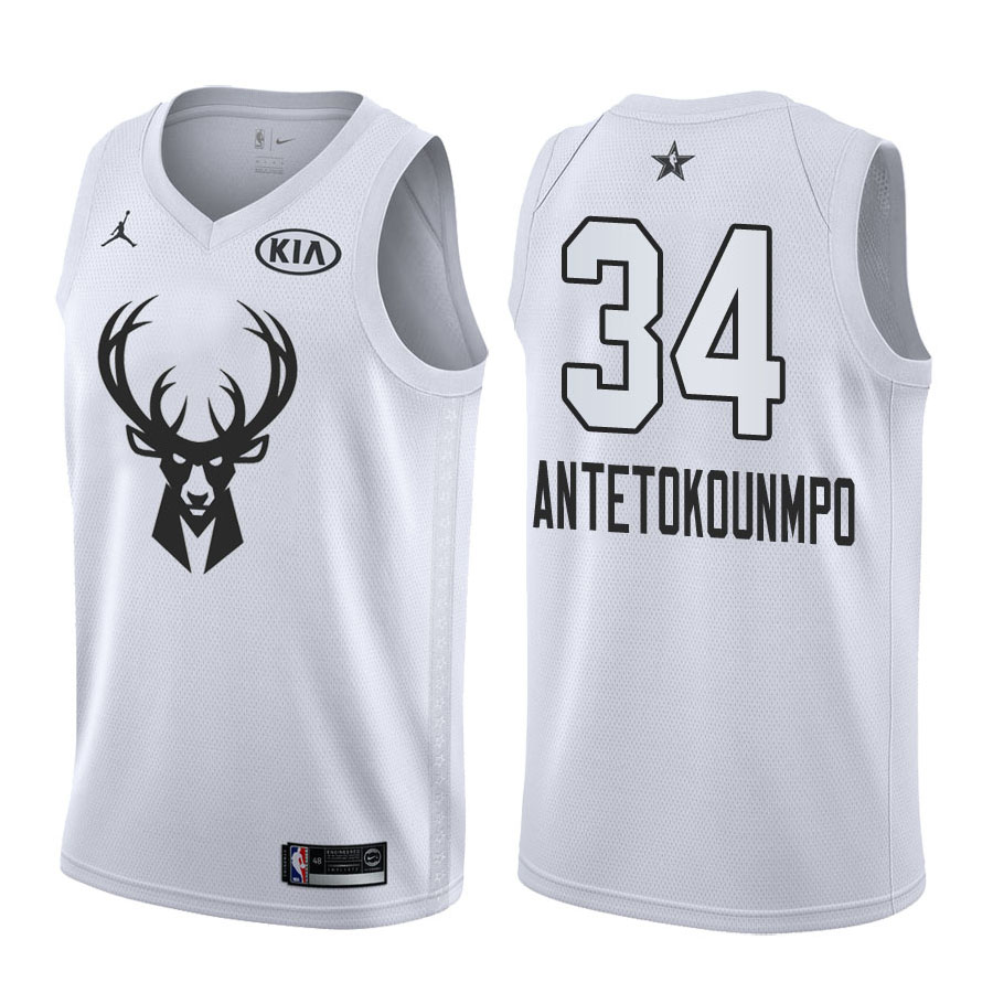 2018 All-Star Bucks Male Giannis Antetokounmpo #34 White Jersey