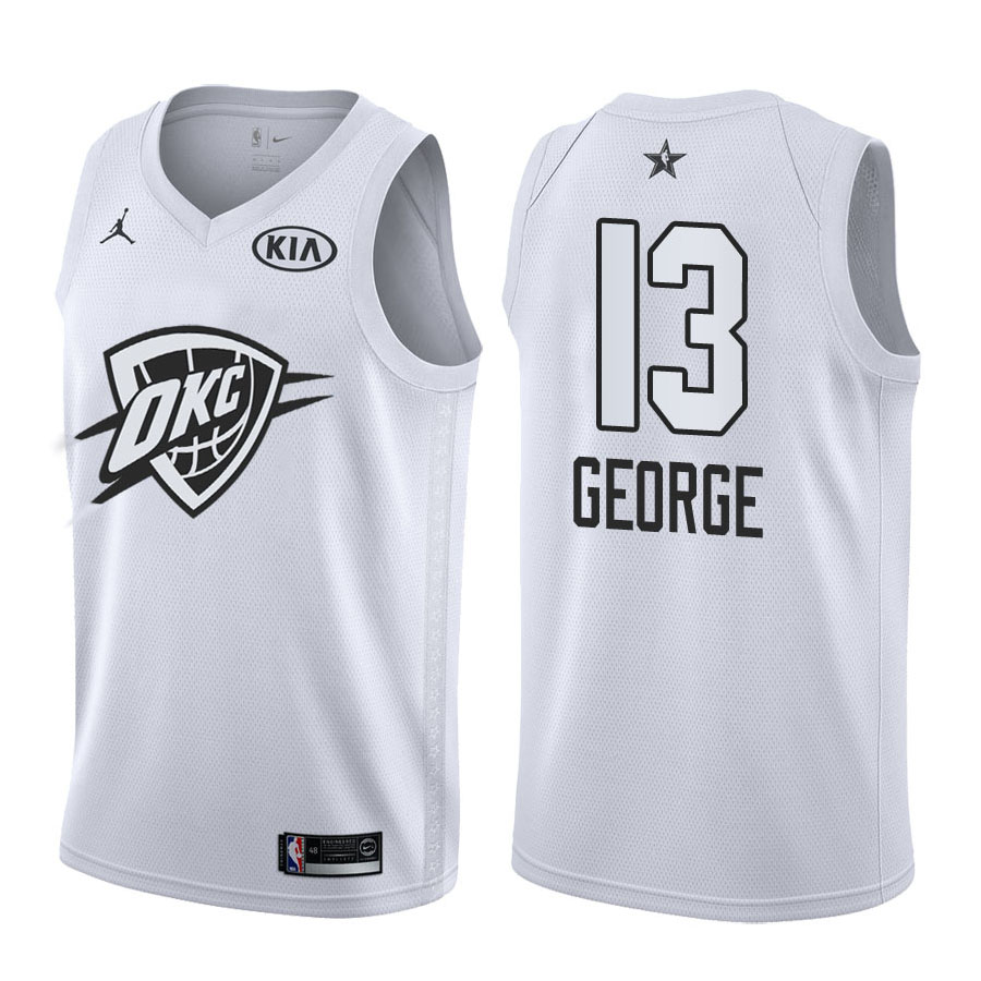 2018 All-Star Thunder Male Paul George #13 White Jersey