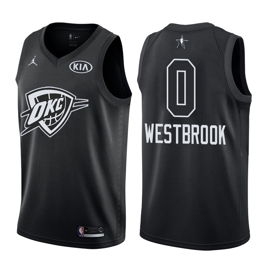 2018 All-Star Thunder Male Russell Westbrook #0 Black Jersey