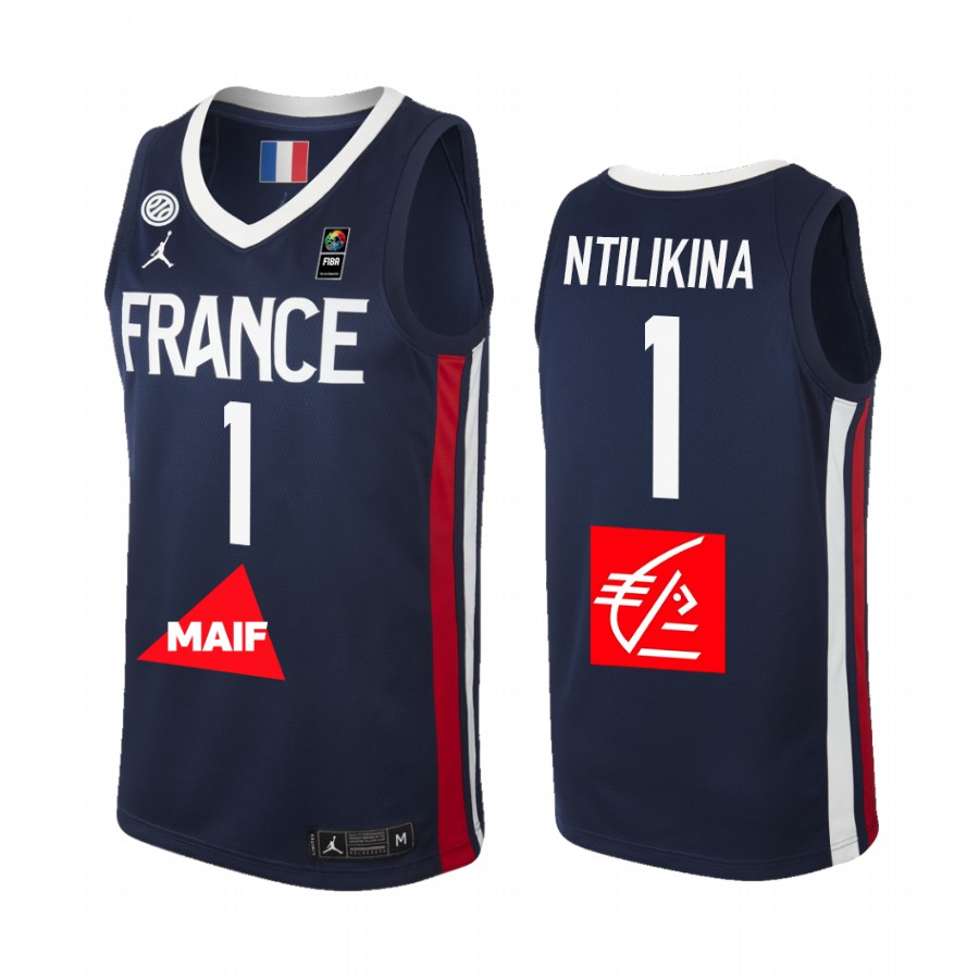 2019 FIBA Baketball World Cup France Frank Ntilikina Navy Men's Jersey