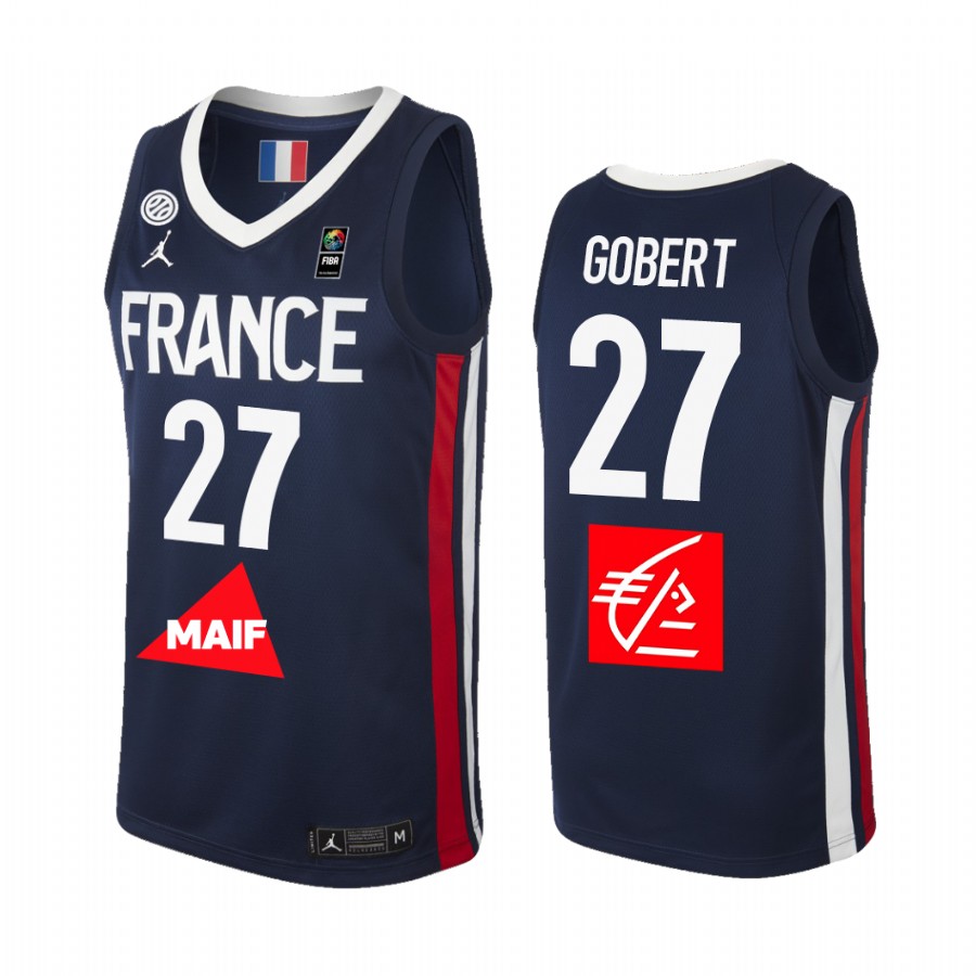 2019 FIBA Baketball World Cup France Rudy Gobert Navy Men's Jersey